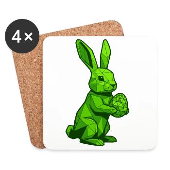 Bunny - Le lapin de Pâques apporte les œufs - Dessous de verre (lot de 4) - blanc - Devant