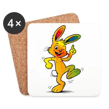 Colorful Bunny Cartoon Funny Easter Design - Coasters (set of 4) - white - Front