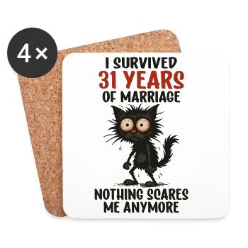31 Hochzeitstag Geschenk Mann Frau Ehemann Ehefrau - Untersetzer (4er-Set) - Weiß - Vorne