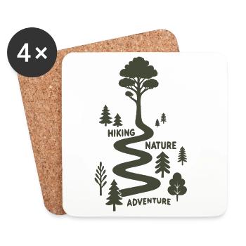 Waldweg Abenteuer Natur Motiv - Untersetzer (4er-Set) - Weiß - Vorne
