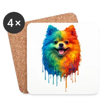 Pomeranian in bright colours - Coasters (set of 4) - white - Front