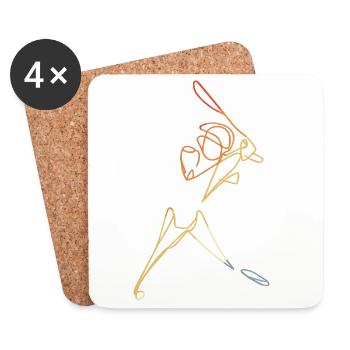 Sketch du joueur de cricket - Dessous de verre (lot de 4) - blanc - Devant