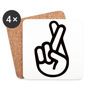 Crossed Fingers - Fingers crossed - Coasters (set of 4) - white - Front