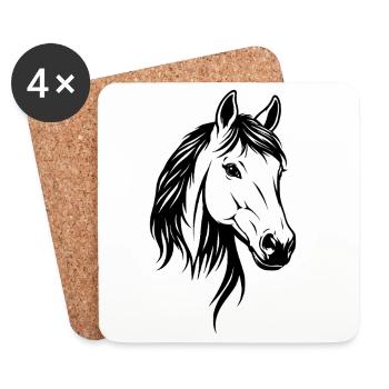 Horse Head Black & White - Coasters (set of 4) - white - Front