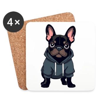 Bouledogue français - Dessous de verre (lot de 4) - blanc - Devant