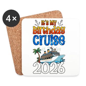 C’est mon voyage familial en croisière d’anniversaire - Dessous de verre (lot de 4) - blanc - Devant