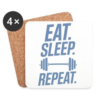 Dumbbell Weightlifting Workout Fitness Bodybuilding - Coasters (set of 4) - white - Front