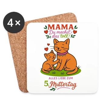 5. Muttertag - Mama, du machst das toll! - Untersetzer (4er-Set) - Weiß - Vorne