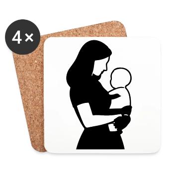 T-shirt Maman Bébé - Mother Love Silhouette - Dessous de verre (lot de 4) - blanc - Devant