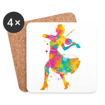 Violin Colorful Violinist Kids Ladies Girls Violin - Coasters (set of 4) - white - Front