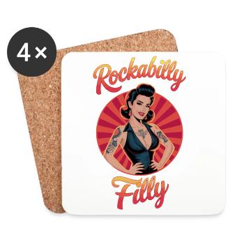 Rockabilly Filly Vintage Tattoo Retro Look - Coasters (set of 4) - white - Front