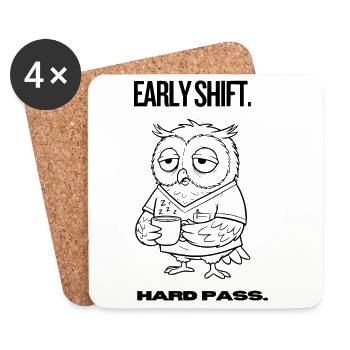 Chemise hibou du service matinal – Pass catégorique - Dessous de verre (lot de 4) - blanc - Devant