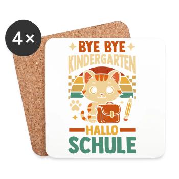 Kita Erste Klasse Katze Schüler Kindergarten - Untersetzer (4er-Set) - Weiß - Vorne