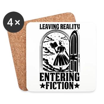 Leaving Reality entering fiction leseratte bücherw - Coasters (set of 4) - white - Front