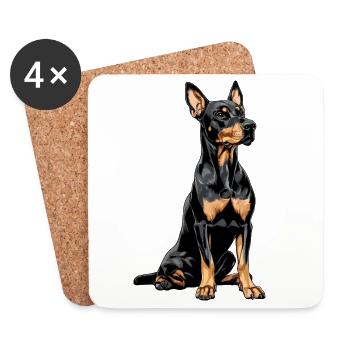 Doberman - Dessous de verre (lot de 4) - blanc - Devant