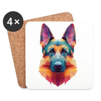 Chien de berger - Dessous de verre (lot de 4) - blanc - Devant