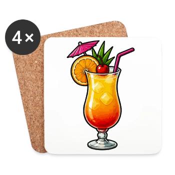 Cocktail tropical à l’orange - Dessous de verre (lot de 4) - blanc - Devant