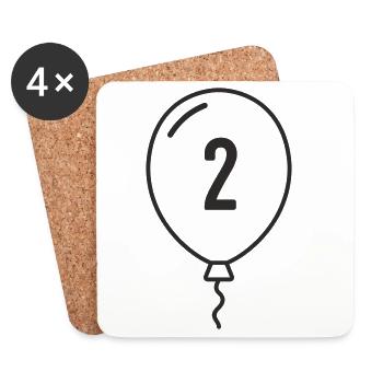 Balloon Number 2 – Birthday & Party Design - Coasters (set of 4) - white - Front