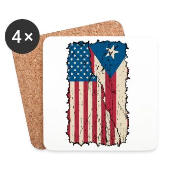 US-Flagge: Puerto Ricaner, Puerto Rico, Amerikaner, - Untersetzer (4er-Set) - Weiß - Vorne
