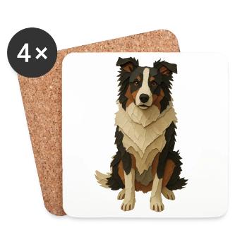 Layered Paper Collie - Coasters (set of 4) - white - Front