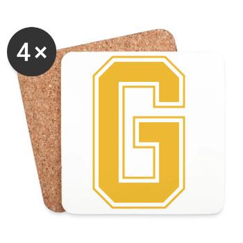 Monogram Red Yellow College House Initial G - Coasters (set of 4) - white - Front