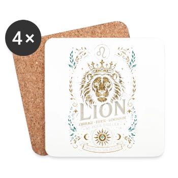 Lion royal émeraude: couronne et or - Dessous de verre (lot de 4) - blanc - Devant