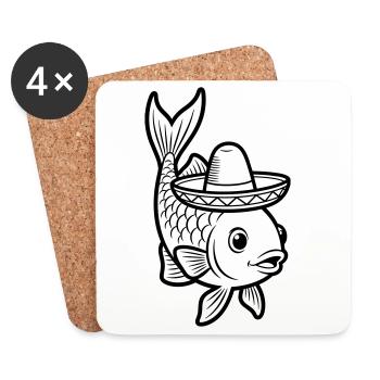 Sombrero de poisson - Dessous de verre (lot de 4) - blanc - Devant