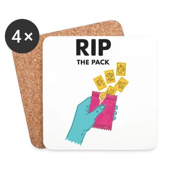 Rip The Pack Trading Card Booster Pack Ripping - Coasters (set of 4) - white - Front