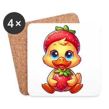 Canard sucré fraise Fruit fantaisiste Fruité - Dessous de verre (lot de 4) - blanc - Devant