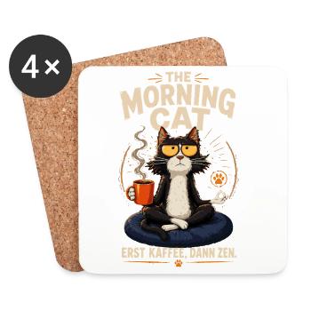 The Morning Cat Zen Brew - Coasters (set of 4) - white - Front
