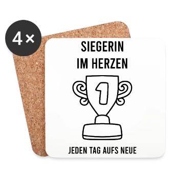 Siegerin im Herzen - Untersetzer (4er-Set) - Weiß - Vorne