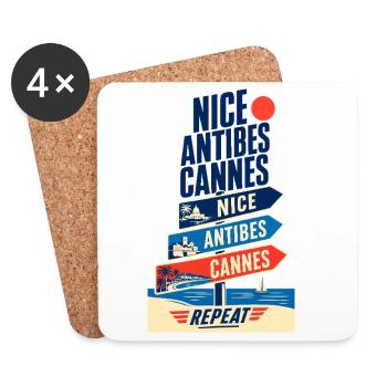 Côte d’Azur Nice, Antibes, Cannes Retour en voyage - Dessous de verre (lot de 4) - blanc - Devant