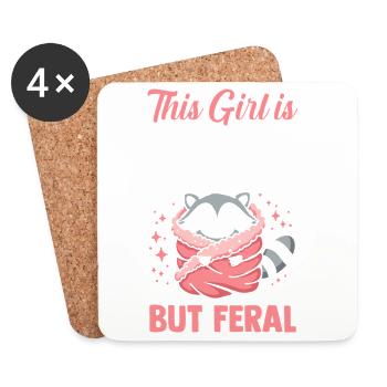 Cute But Feral Trash Panda Raccoon - Untersetzer (4er-Set) - Weiß - Vorne