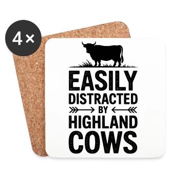 Scottish Highland Cattle Sayings Funny Gift - Coasters (set of 4) - white - Front