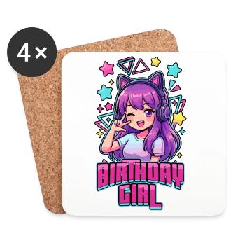 Birthday Girl Korean Pop Birthday K-Pop - Coasters (set of 4) - white - Front