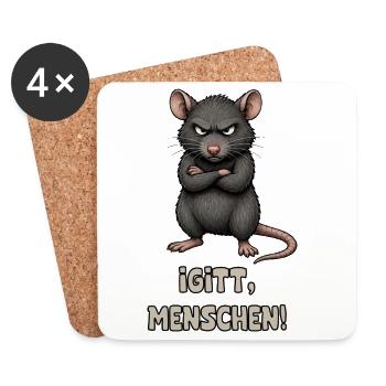 Igitt, Menschen! – Motzige Ratte mit Attitüde - Untersetzer (4er-Set) - Weiß - Vorne