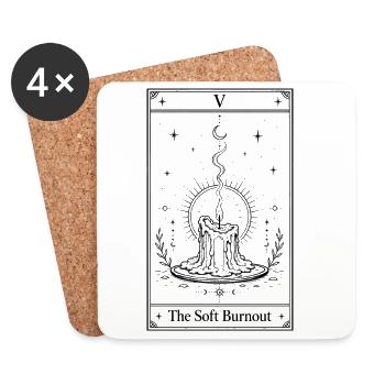 Gentle Burnout | Tarot Card - Coasters (set of 4) - white - Front