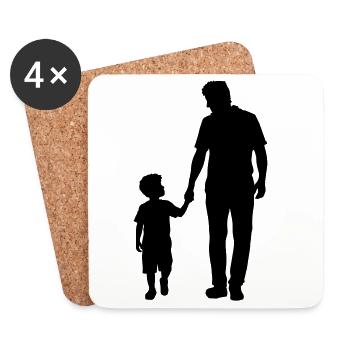 Familie Silhouette Liebe Kinder Eltern Mama Papa - Untersetzer (4er-Set) - Weiß - Vorne