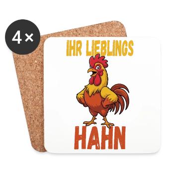  Ihr Lieblings Hahn Lustiger Hahn Cartoon - Untersetzer (4er-Set) - Weiß - Vorne