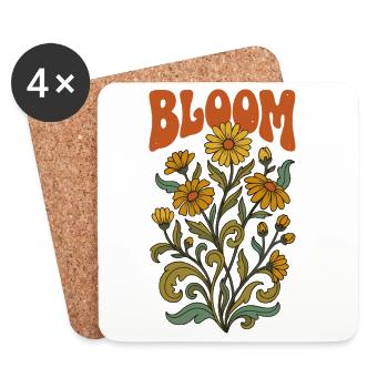 Vintage Sonnenblume Retro Bloom - Untersetzer (4er-Set) - Weiß - Vorne
