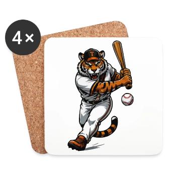 Tiger im Baseballschwung - Untersetzer (4er-Set) - Weiß - Vorne