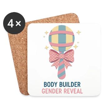 Gender Reveal Body Builder Baby Shower Team Girl - Coasters (set of 4) - white - Front