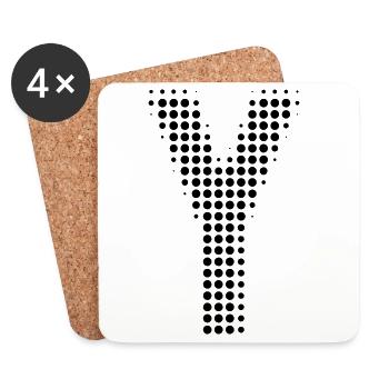 Buchstabe Y – Punktmuster Initial Design - Untersetzer (4er-Set) - Weiß - Vorne