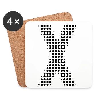Buchstabe X – Punktmuster Initial Design - Untersetzer (4er-Set) - Weiß - Vorne