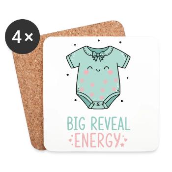 Gender Reveal Große Enthüllung Energie Schwangerschaft - Untersetzer (4er-Set) - Weiß - Vorne