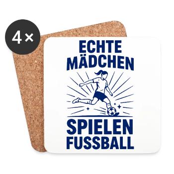 Echte Mädchen Spielen Fussball - Untersetzer (4er-Set) - Weiß - Vorne