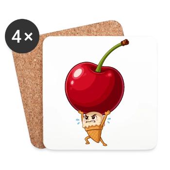 Glace Cherry Lifting - Dessous de verre (lot de 4) - blanc - Devant