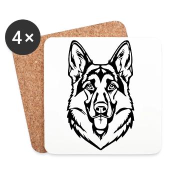 Propriétaire de chien cadeau avec tête de berger allemand - Dessous de verre (lot de 4) - blanc - Devant