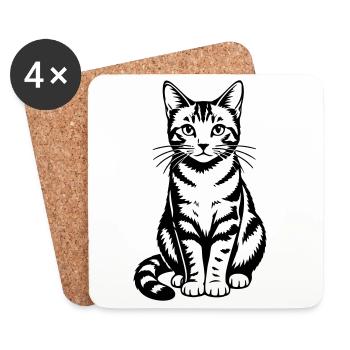 Katze - Untersetzer (4er-Set) - Weiß - Vorne