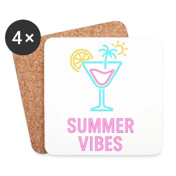 Sommer Vibes Neon Cocktail - Untersetzer (4er-Set) - Weiß - Vorne